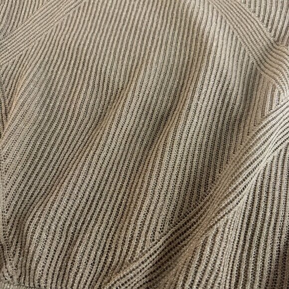 Michael Kors Womens  Crew Neck Sweater Beige Large Gold Fleck Sheer - Picture 3 of 5